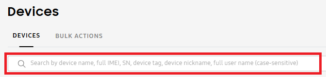 Search bar on the Devices page.