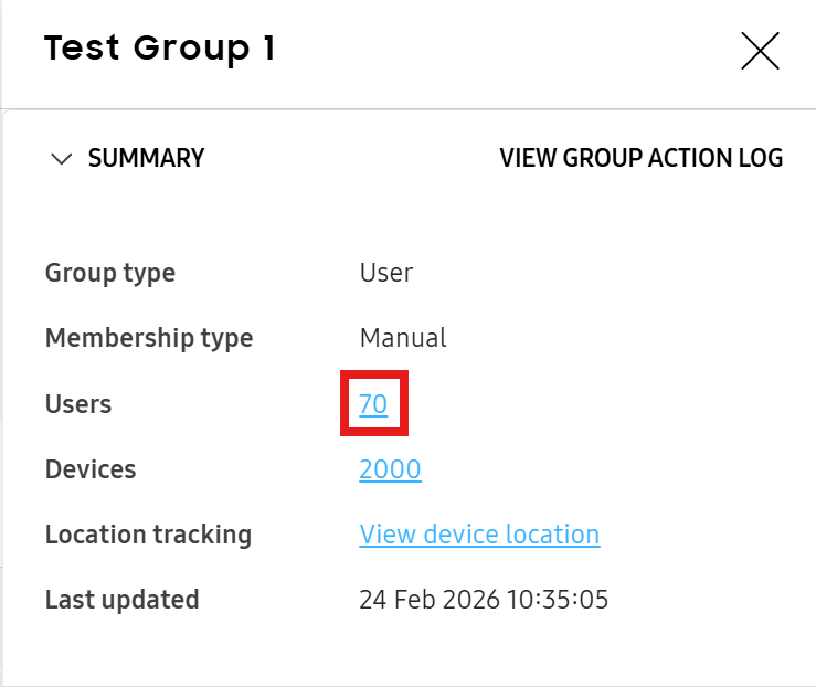 Click the number of users on the user details panel