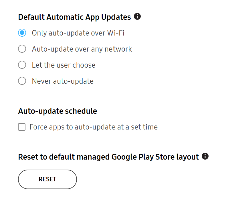 A screenshot of the App settings tab.