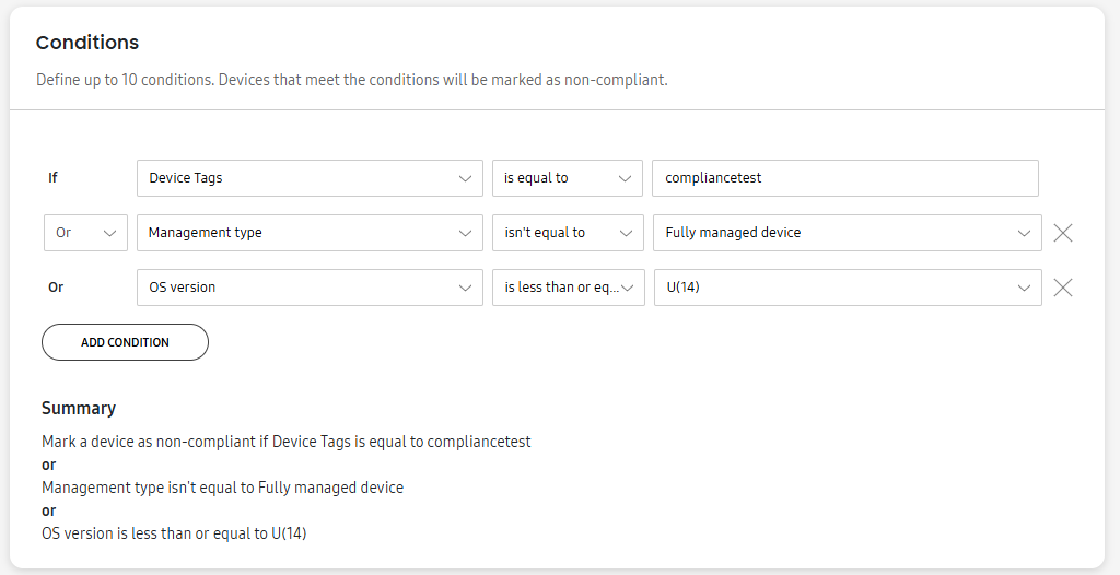 An image of compliance rule creation.