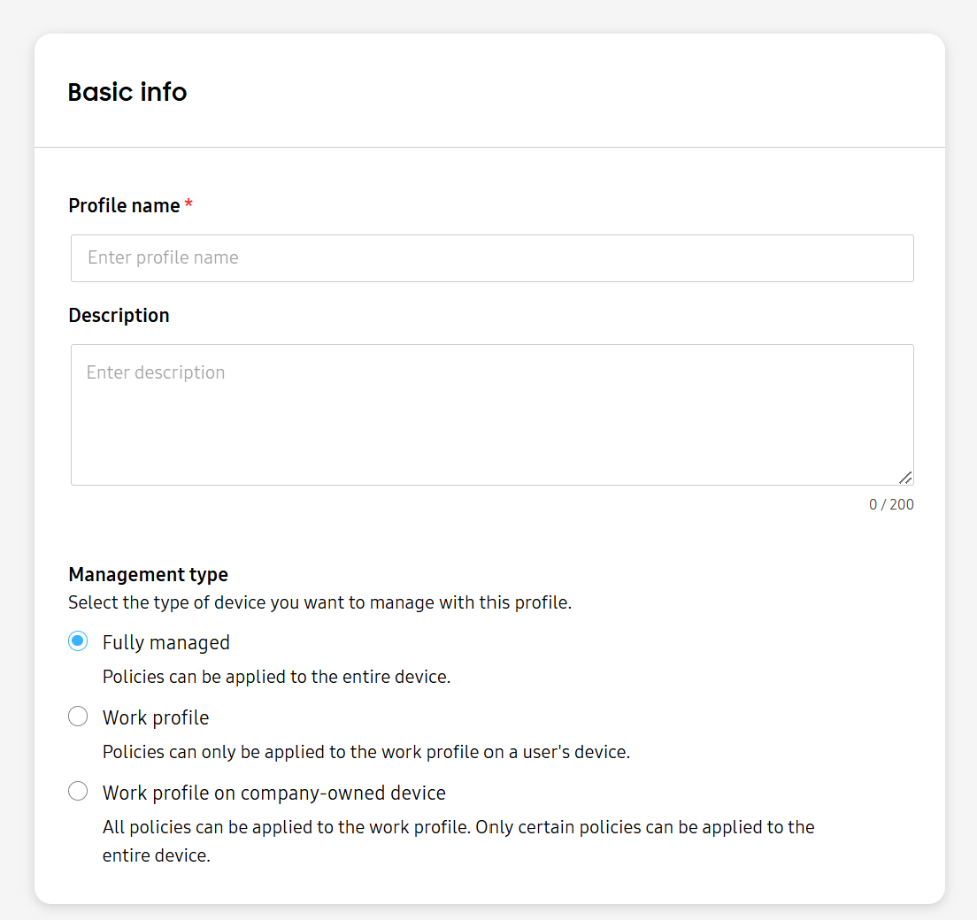 Configure basic profile information.