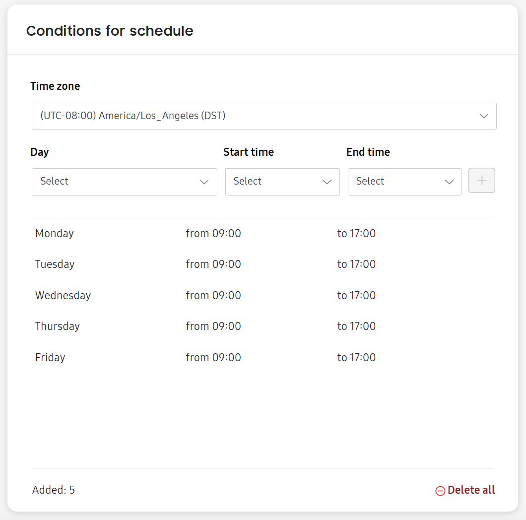 Configure the schedule rule.