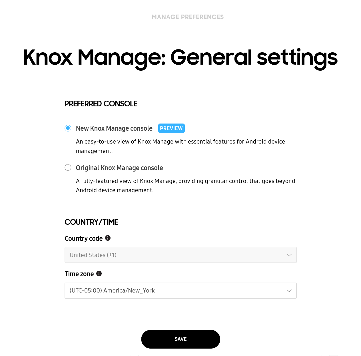 Set preferred console on Knox Manage