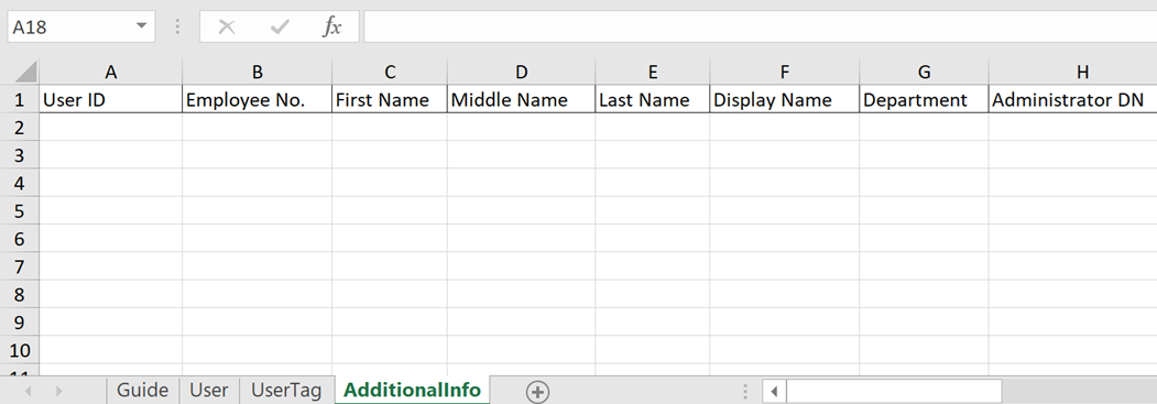 AdditionalInfo sheet in Bulk Manage Users template