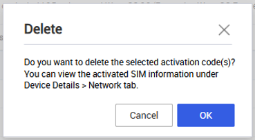 Delete eSIM activation codes dialog