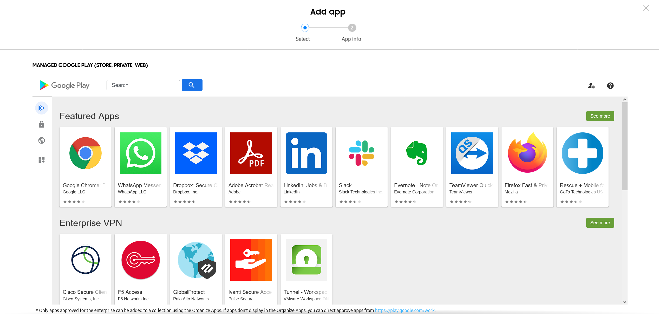 Managed Google Play page