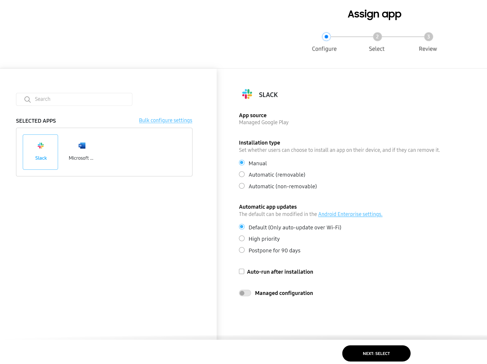 Assign app page