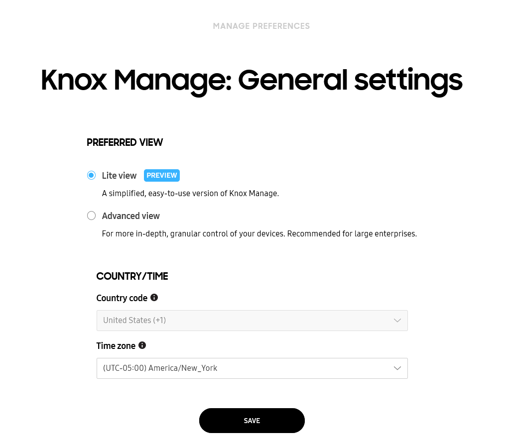 Set preferred view on Knox Manage