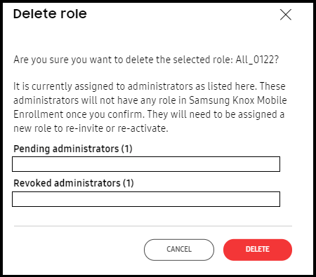 role deletion for admin states