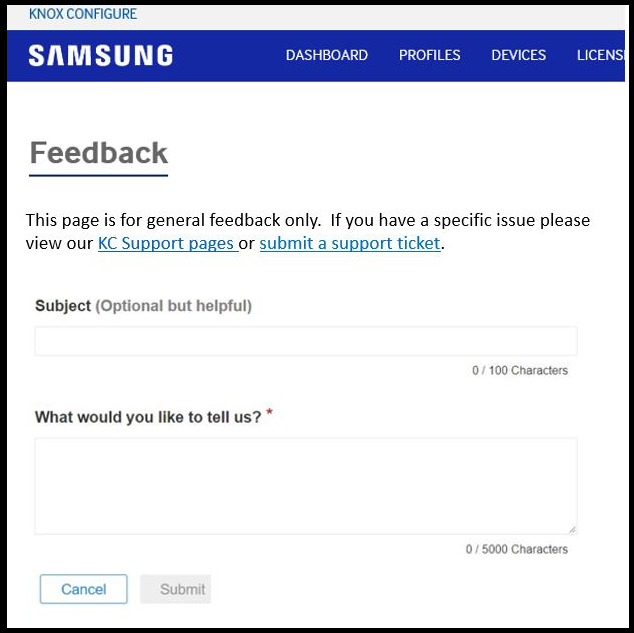 feedback page