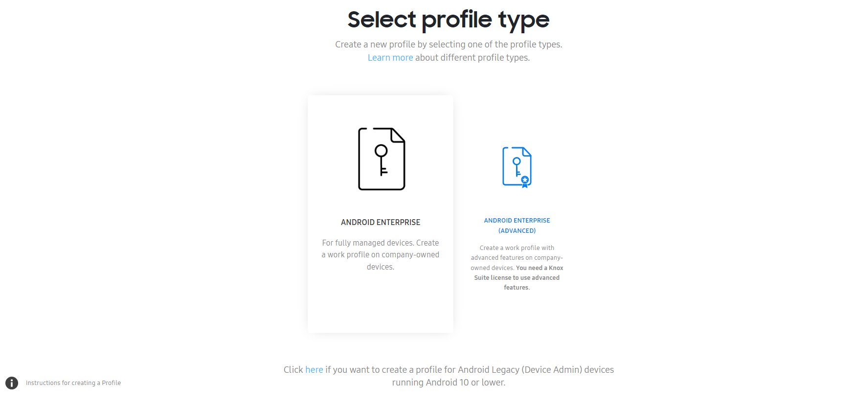 select profile type