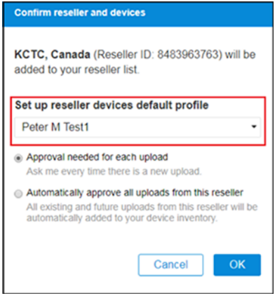 reseller default profile assignment
