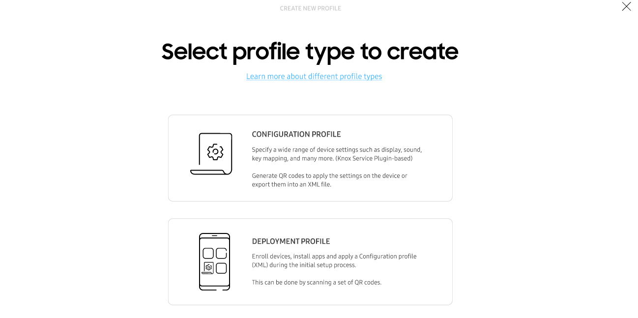 profile selection page