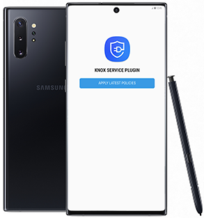 Two phones running Knox Service Plugin.