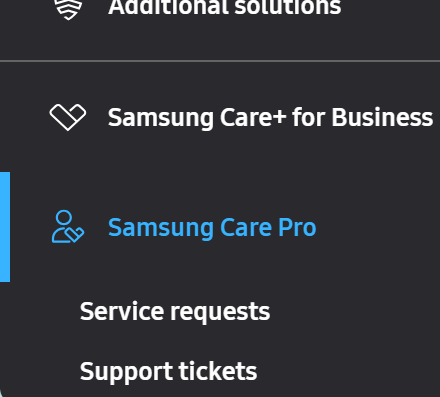 Samsung Care Pro specific pages in Knox Admin Portal.