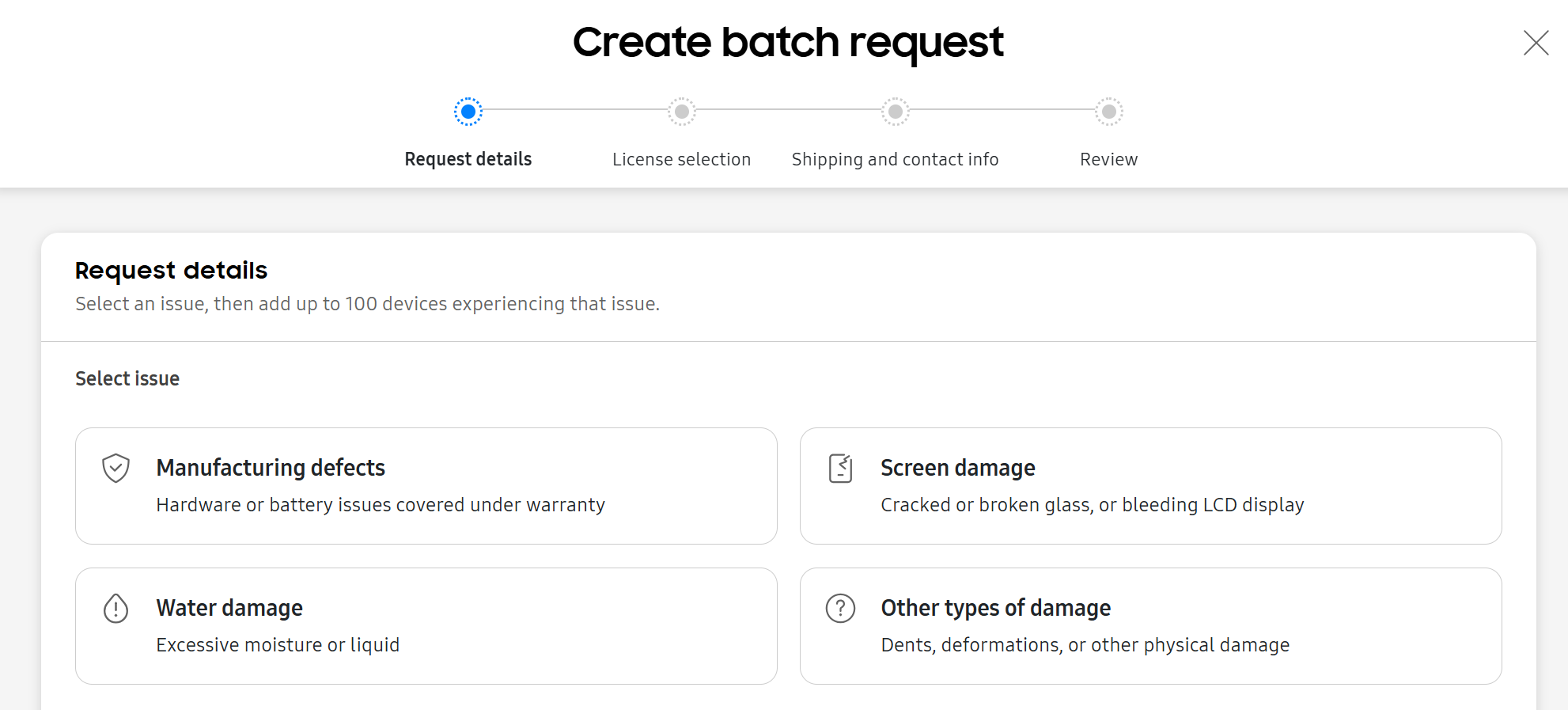Enter request details when creating a batch request.
