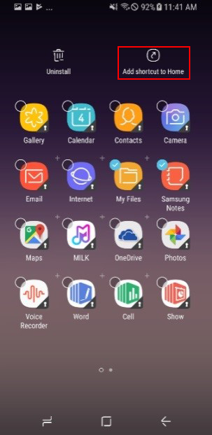 Tap Add shortcut to Home