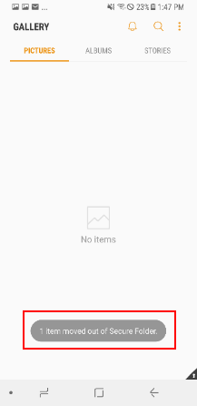 Files successfully moved out of Secure Folder