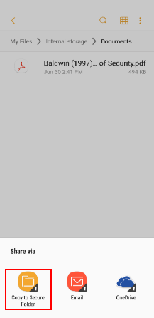 Share via to Secure Folder