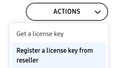 Register a license key from reseller