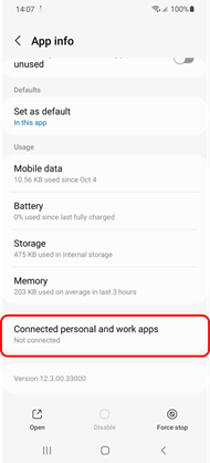 Connected apps menu(Samsung calendar)