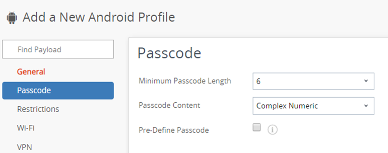 Passcode restrictions