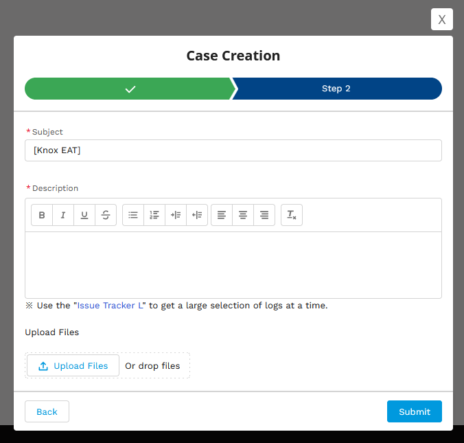 Create a support ticket details