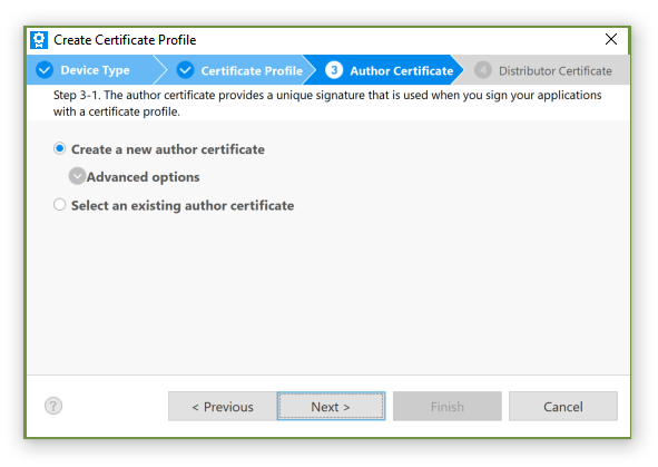 Create new author certificate