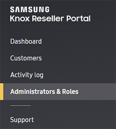 The admins and roles tab.
