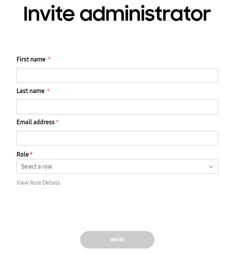 Invite admin form.