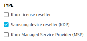 Select the reseller type