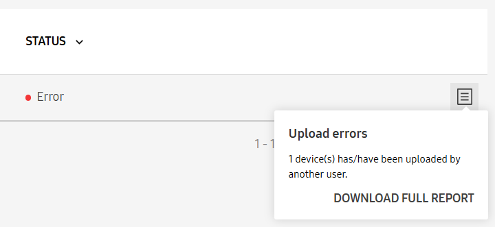 Upload status error details