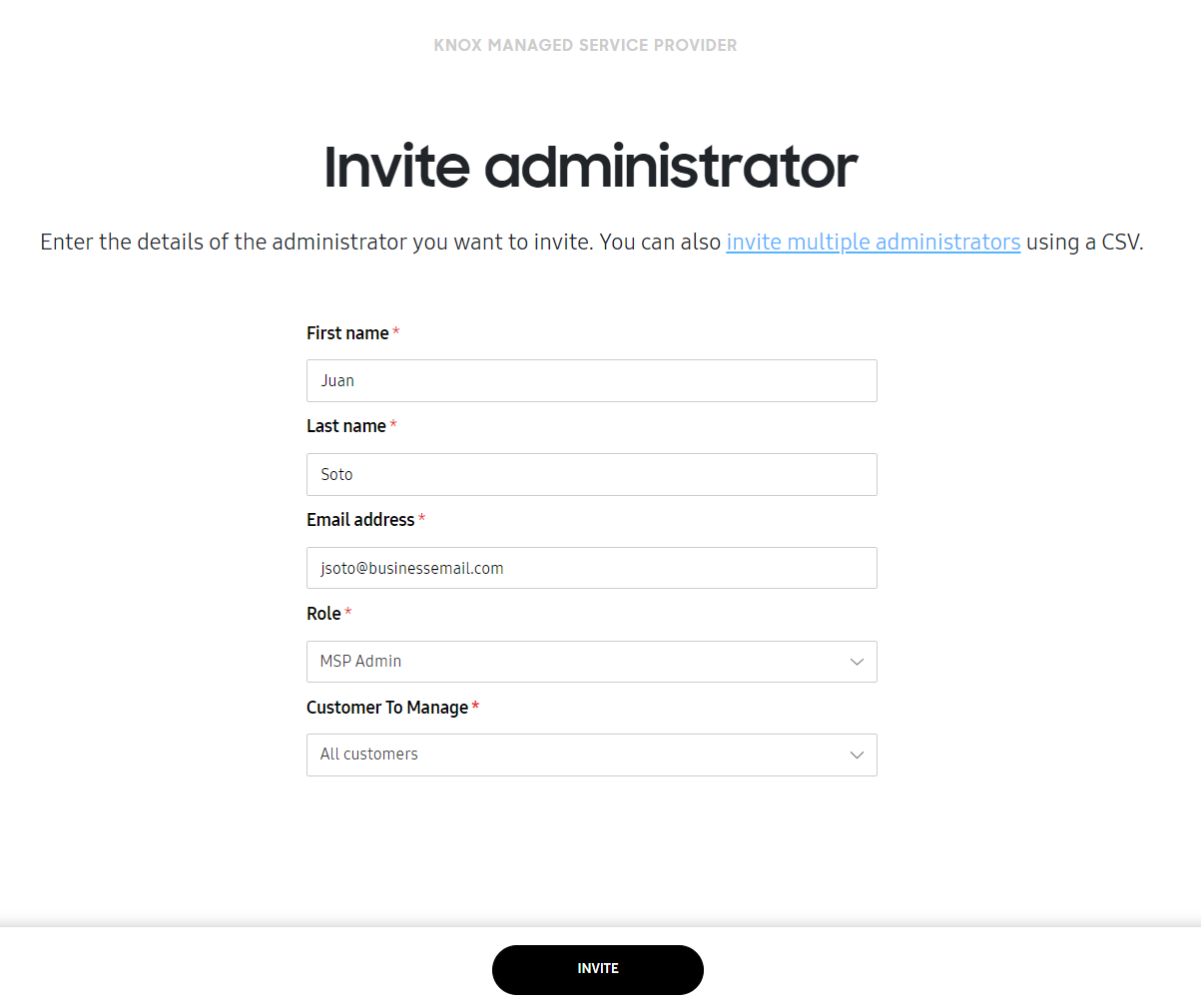 Invite admin