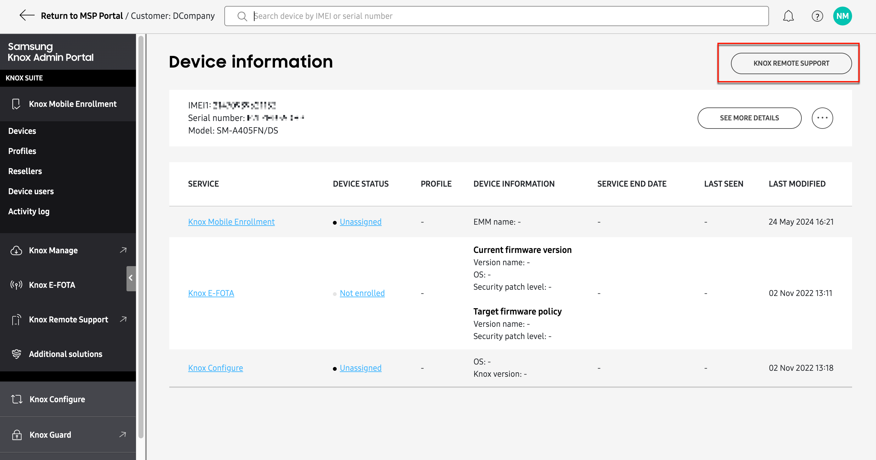 accessing KRS from a device search