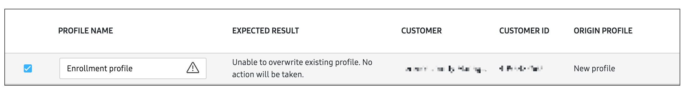Different profile origin error