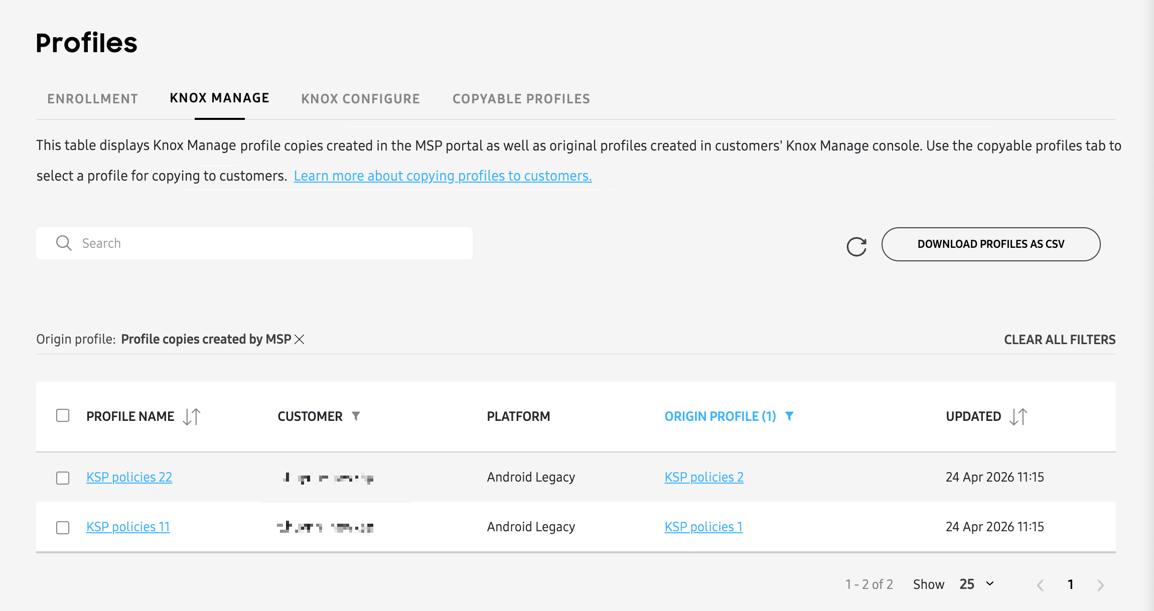 KM tab on profiles page