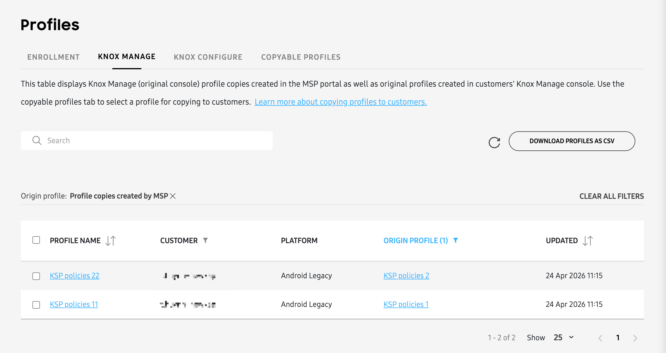 KM tab on profiles page