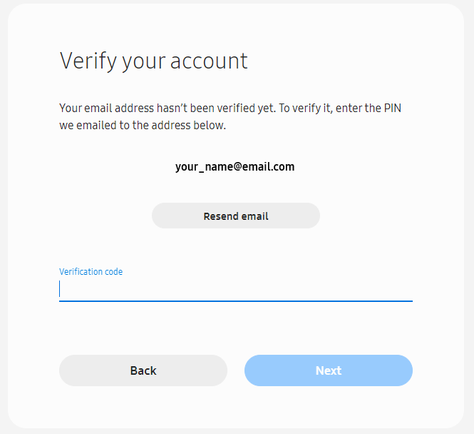 Verify your Samsung account