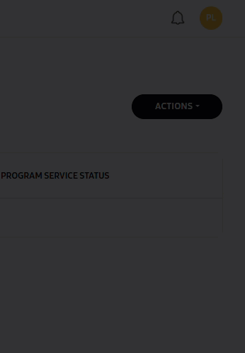 ACTIONS menu on the Admins page.