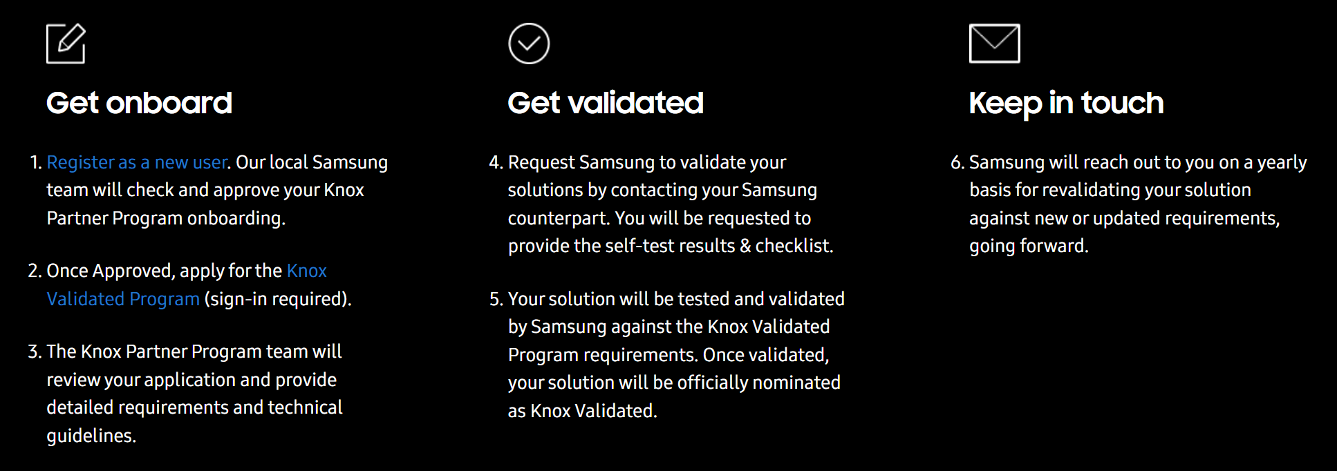 Knox Validated Program instructions