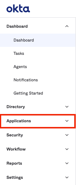 Click applications in administrator dashboard