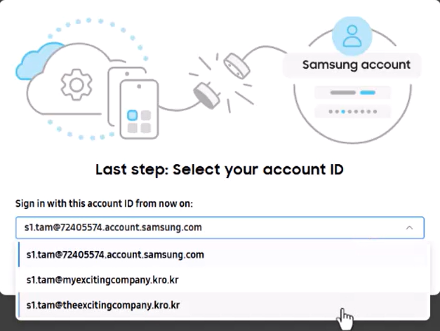 Dialog showing various alternate account IDs that an admin can use.