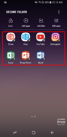 Apps added to Secure Folder from phone