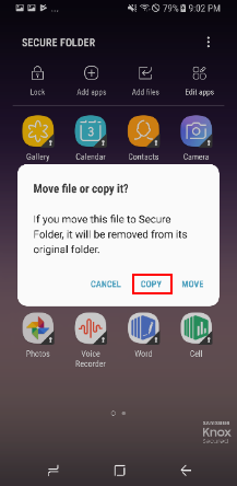 Add files to Secure Folder copy or move