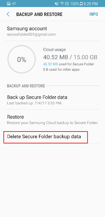 Delete Secure Folder backup data