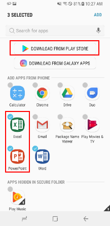 Select apps to download to Secure Folder