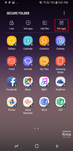 Tap Edit apps from the Secure Folder home screen